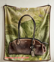 Coach Vintage Gradient Leather Shoulder Bag Flannel Throw Blanket for Sofa and Wall Decor C344